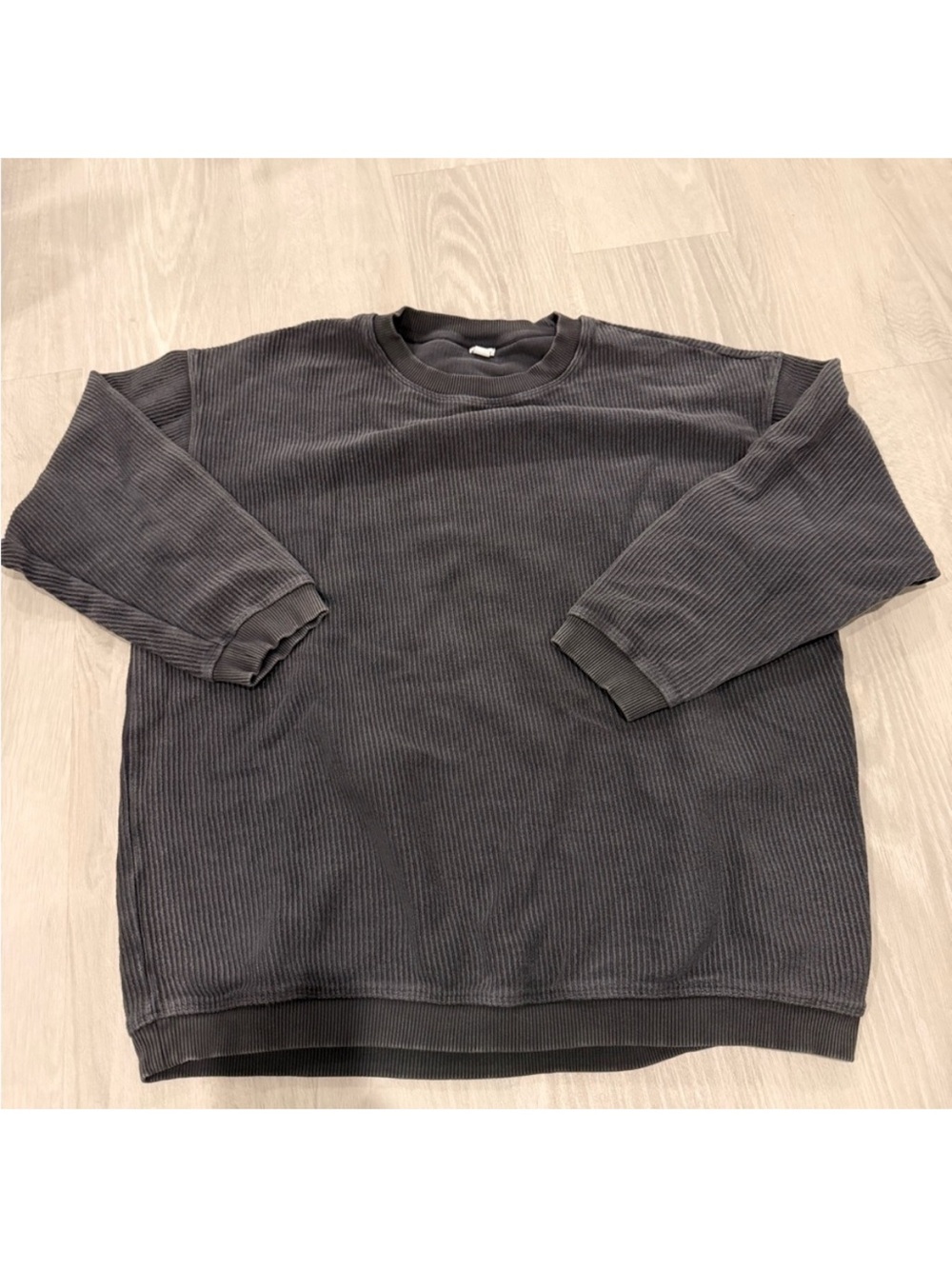 Men's Dark Gray Ribbed Crewneck Sweater